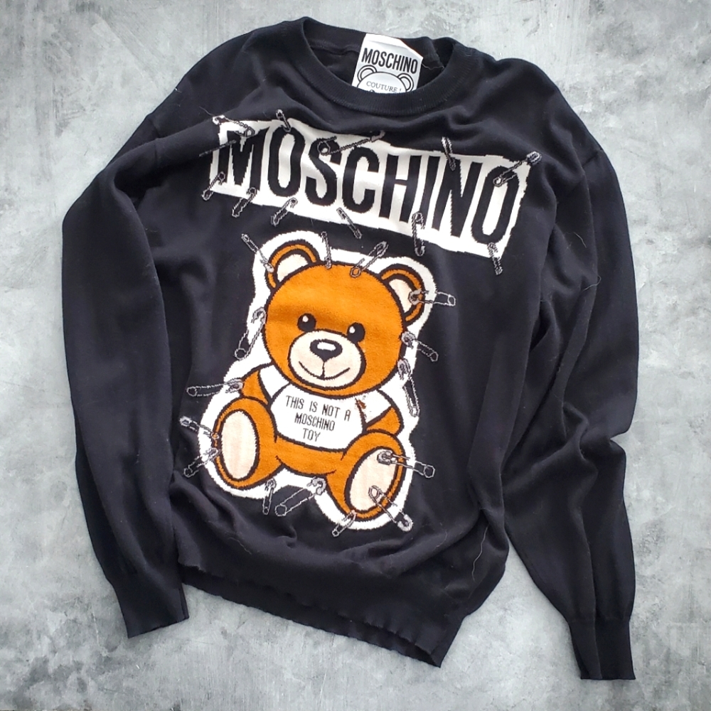 MOSCHINO Moschino Couture Women's Teddy Bear Sweater Black This Is Not A Toy